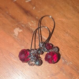 Elegant Red and Black Crystal Earrings